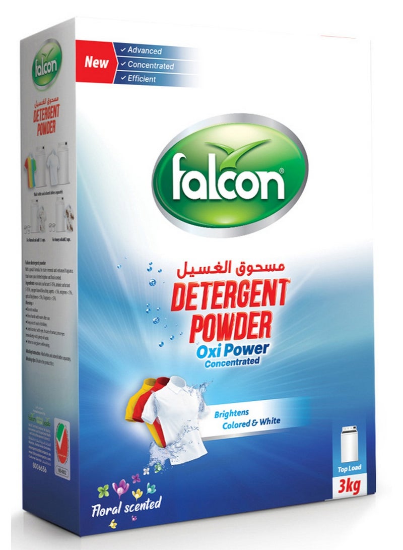 Falcon Oxi Power Detergent Powder Floral Scent Brightens Colored & White 3 Kg - Image 1